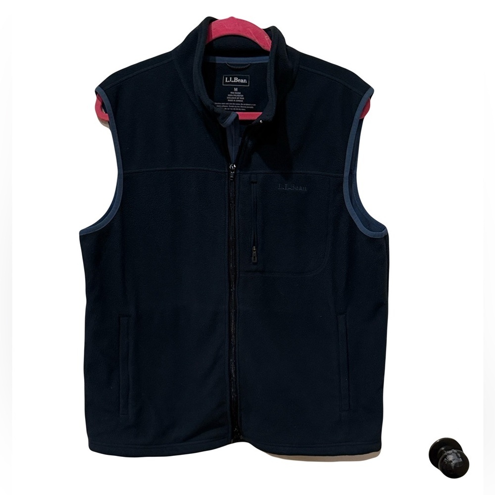 L.L. Bean navy fleece zip up vest, medium